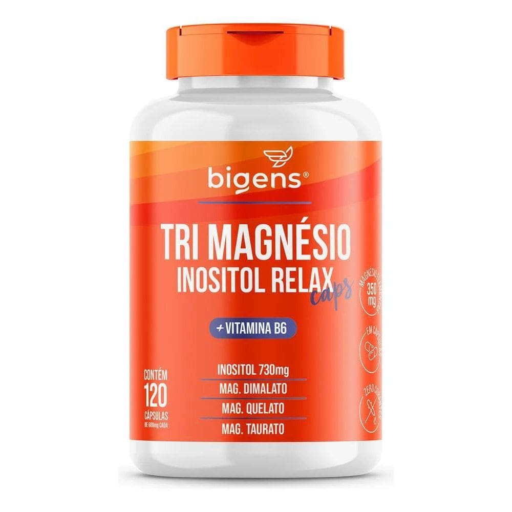 2X Tri Magnésio Inositol Caps + B6, 120Cps, Bigens Sabor Neu