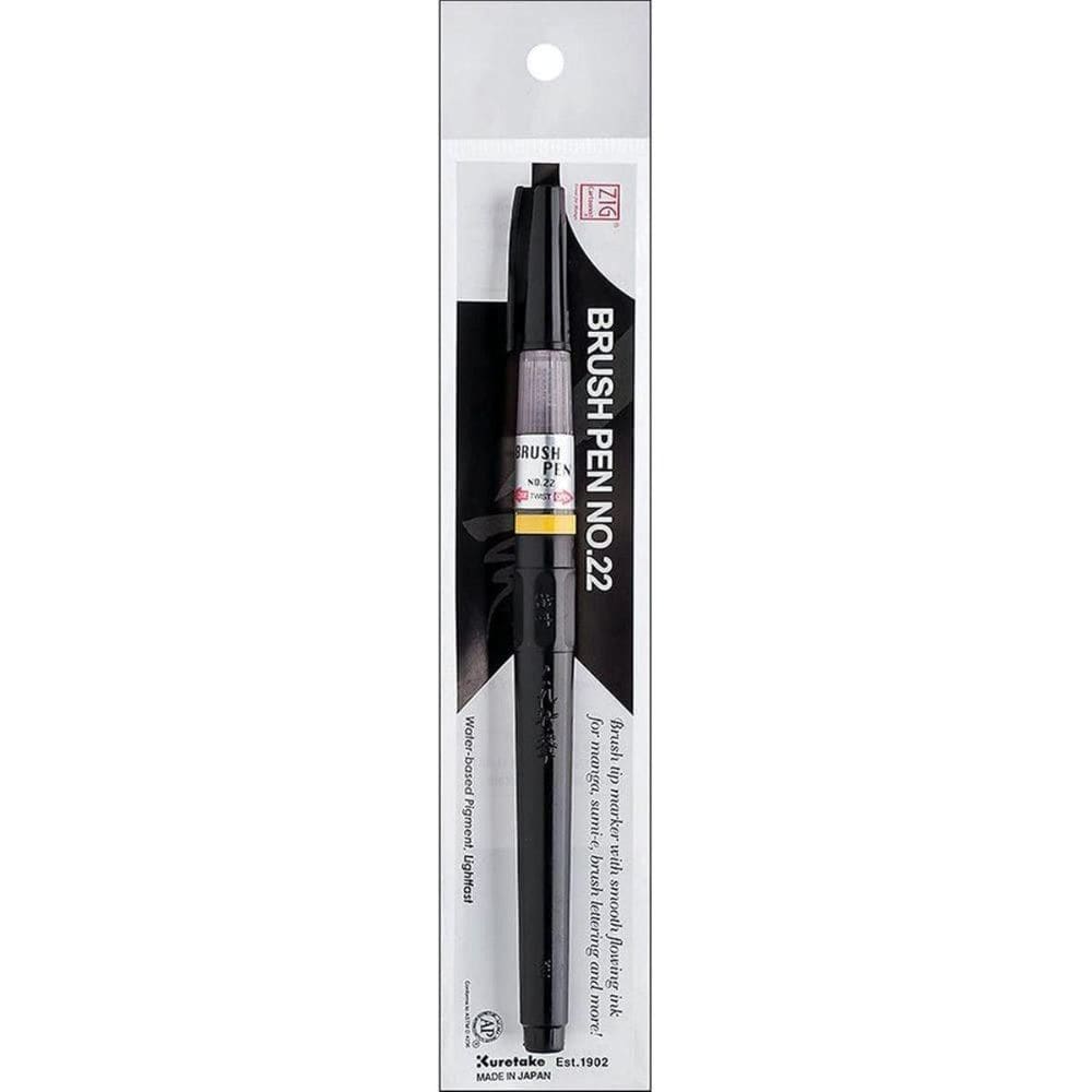 Caneta Kuretake Fude Brush Pen Nº 22 Media Preta Blister