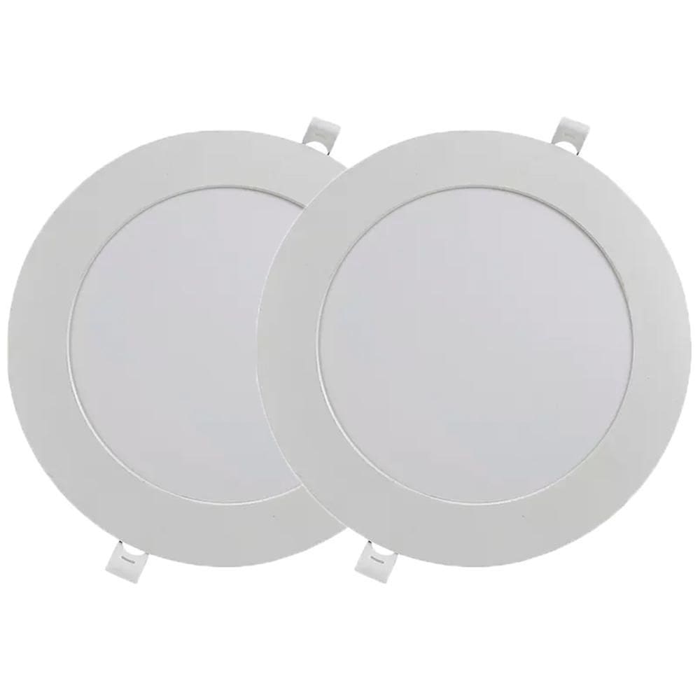 Kit 2 Luminária Plafon Led Redondo Embutir 18W 3000K - Noll