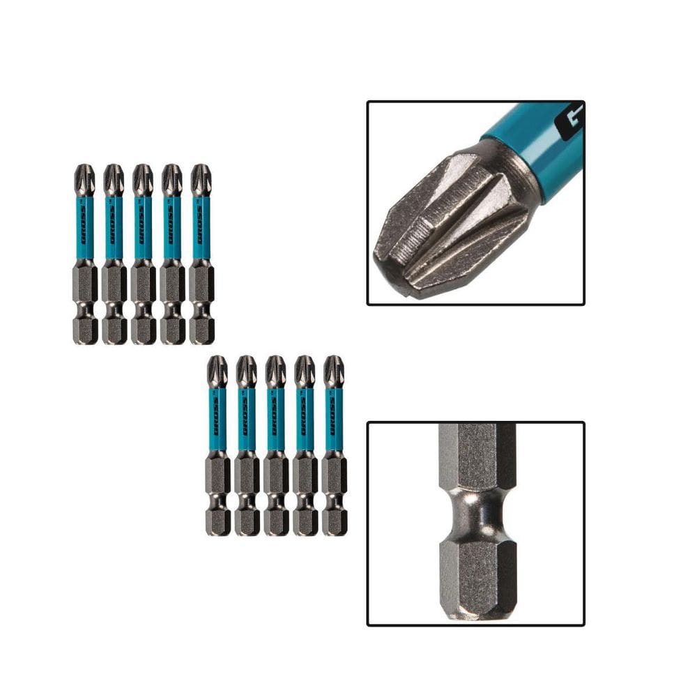 Ponta Bits Torcao Pz3 Aco 50Mm Para Parafusadeira 10 Pecas