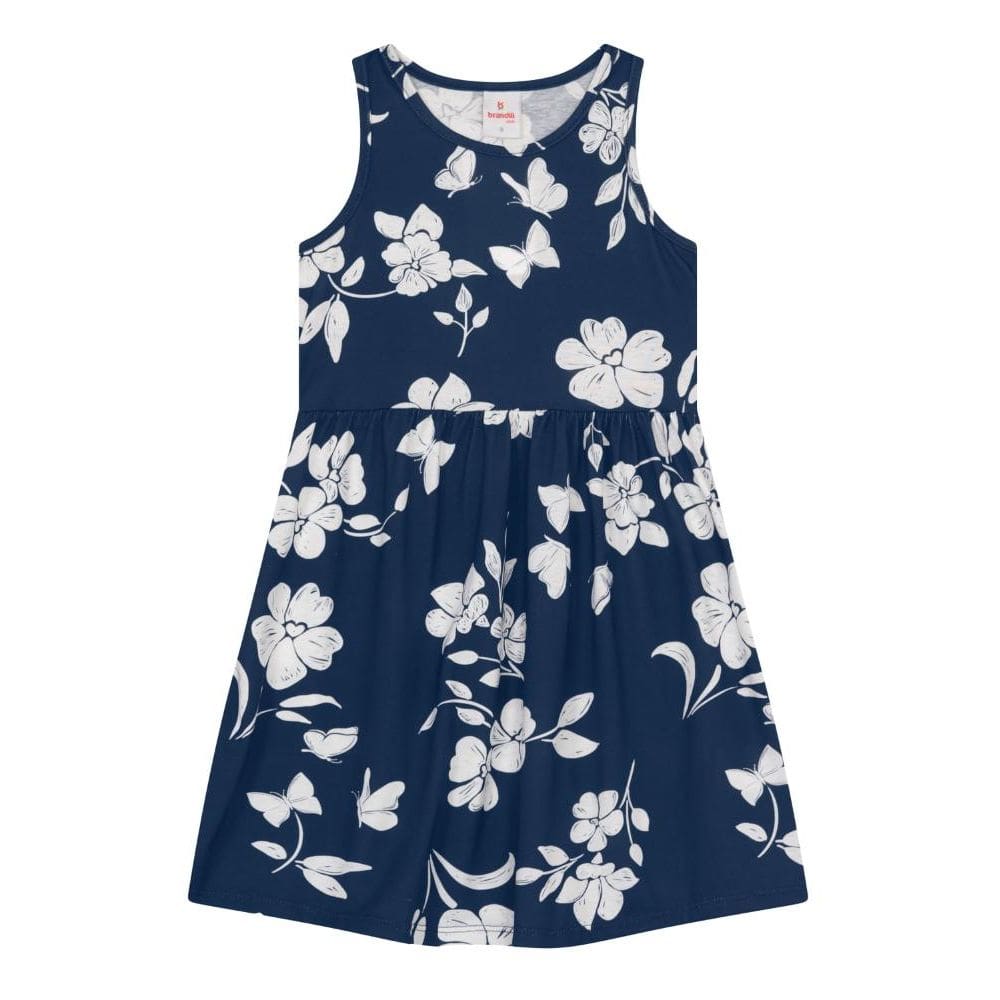 Vestido infantil menina florido Brandili-Azul