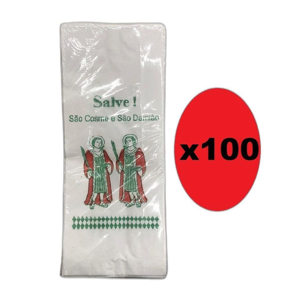 Kit 100 Saquinhos De Papel São Cosme E Damião Personalizado
