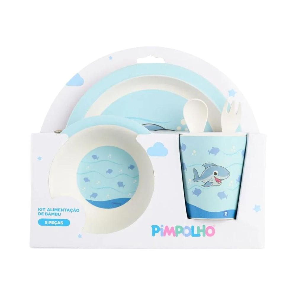 Kit Alimentacao 5 Pecas De Fibra De Bambu Azul - Pimpolho