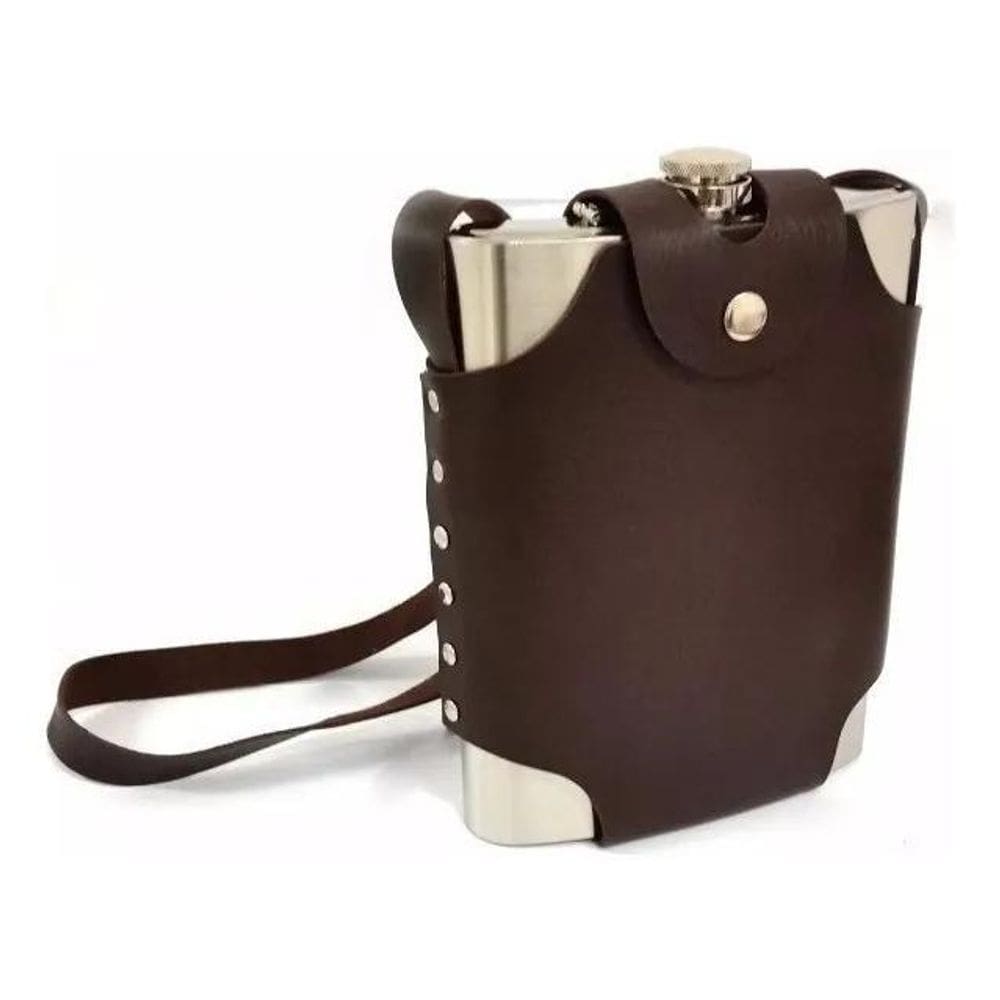 2X Cantil Porta Bebida Com Bolsa Inox Whisky Vodka Rum 500 M