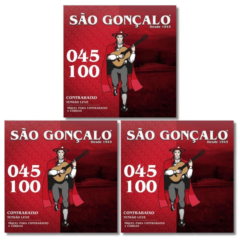 Kit 3 Encordoamento Baixo 4 Cordas 0.045 - 0.1 São Gonçalo