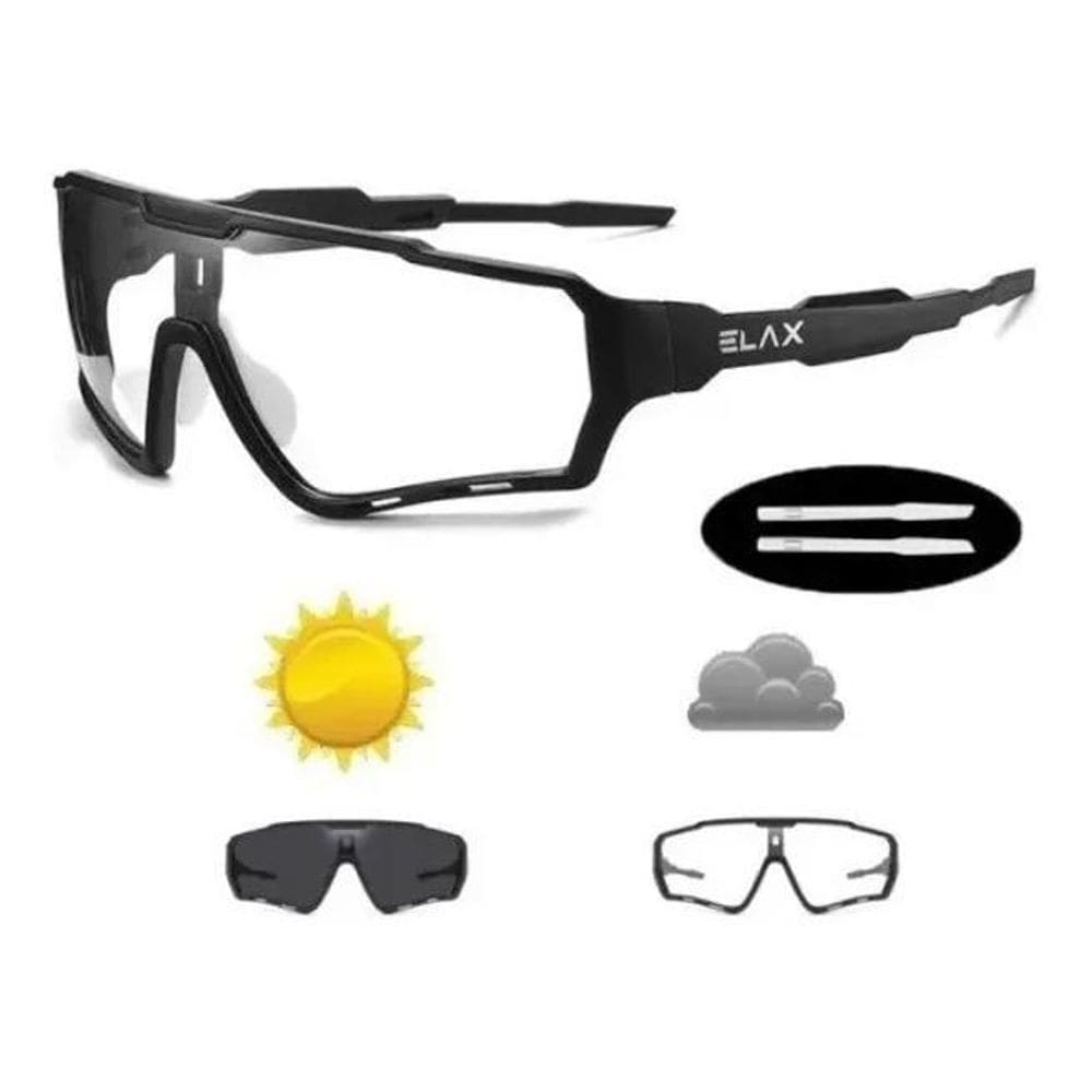 2X Óculos Ciclismo Elax Lente Fotocromática Uv400