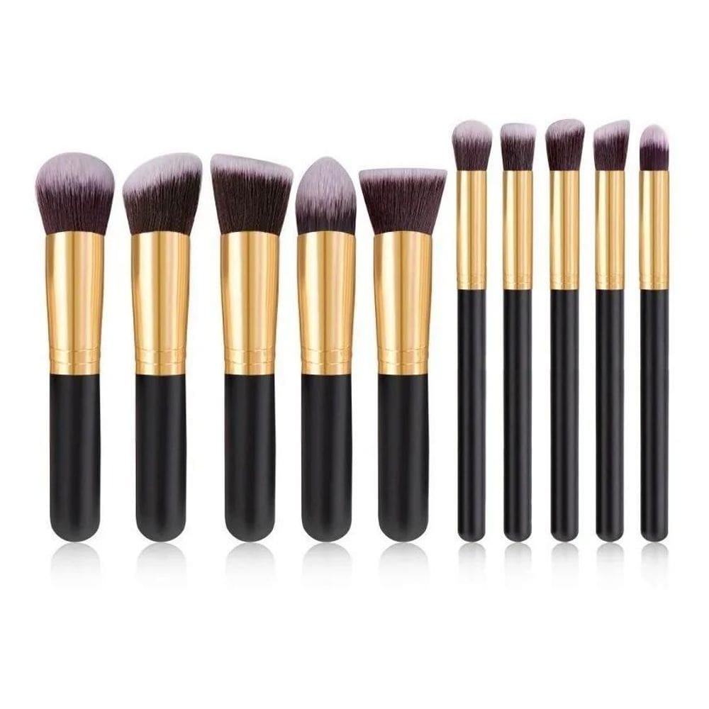 2X Kit Pinceis Maquiagem Kabuki Precisao 10 Pcs
