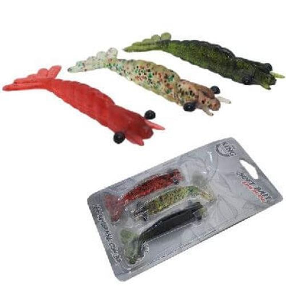 3 Camarao Artificial Pesca Para Tucunare Traira Piranha 8Cm