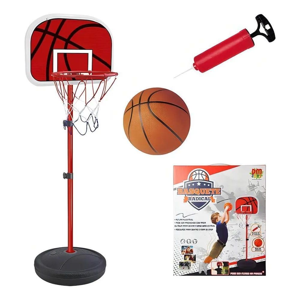 2X Cesta Basquete Tabela Ajustavel Bola Bomba Rede Brinquedo