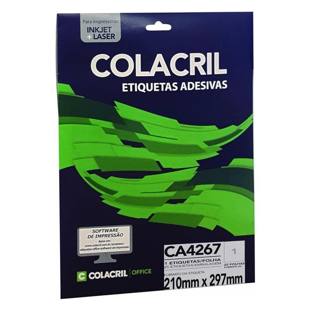 Etiqueta Adesiva Colacril A4 Ca4267 210X297Mm C/25