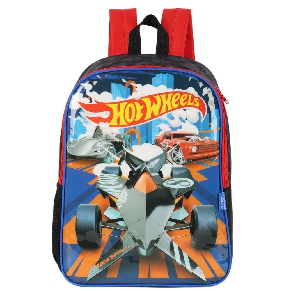 Mochila De Costas Preta Hot Wheels Infantil Escolar - Luxcel