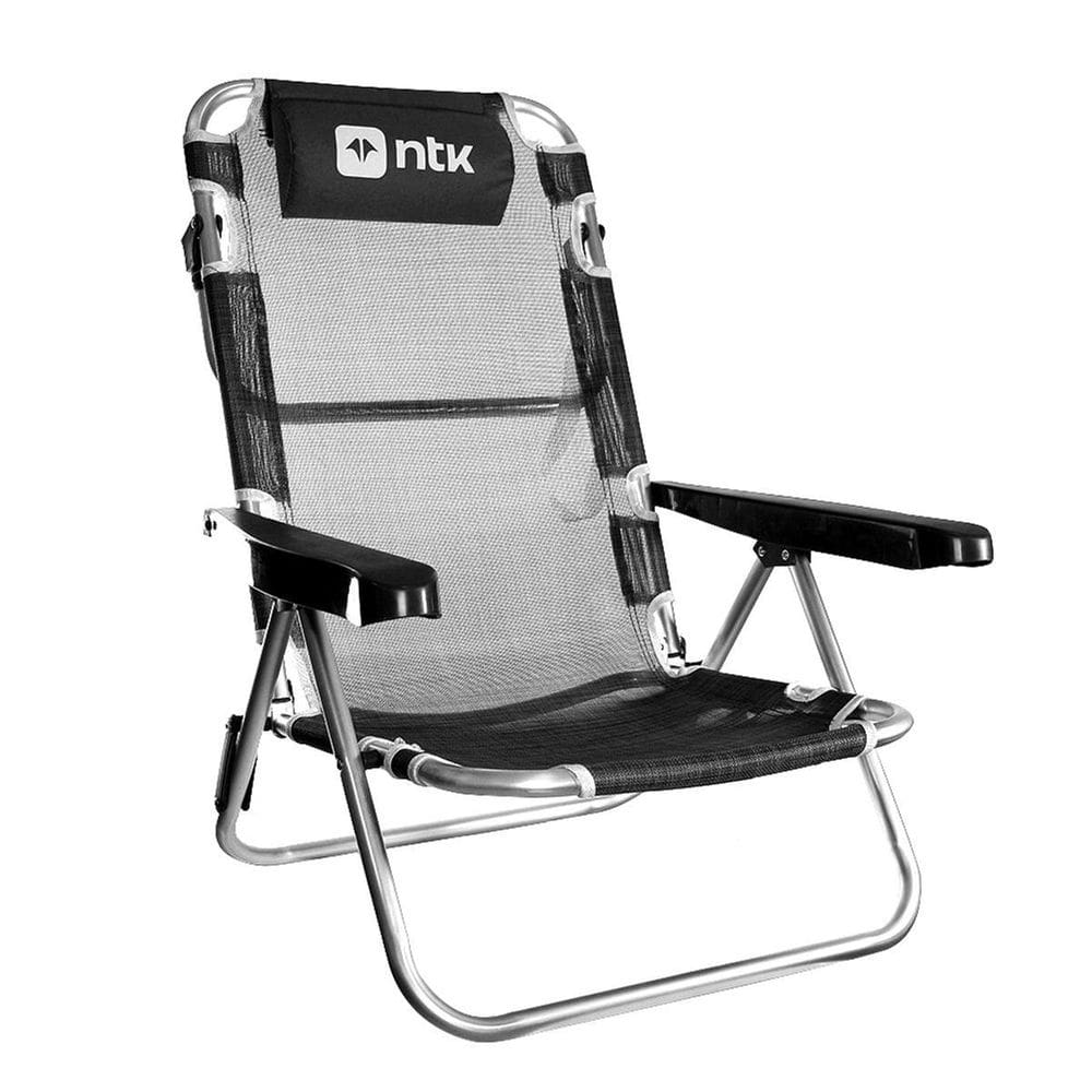 Cadeira De Praia Dobrável Preta 5 Posições Até 90Kg Nautika