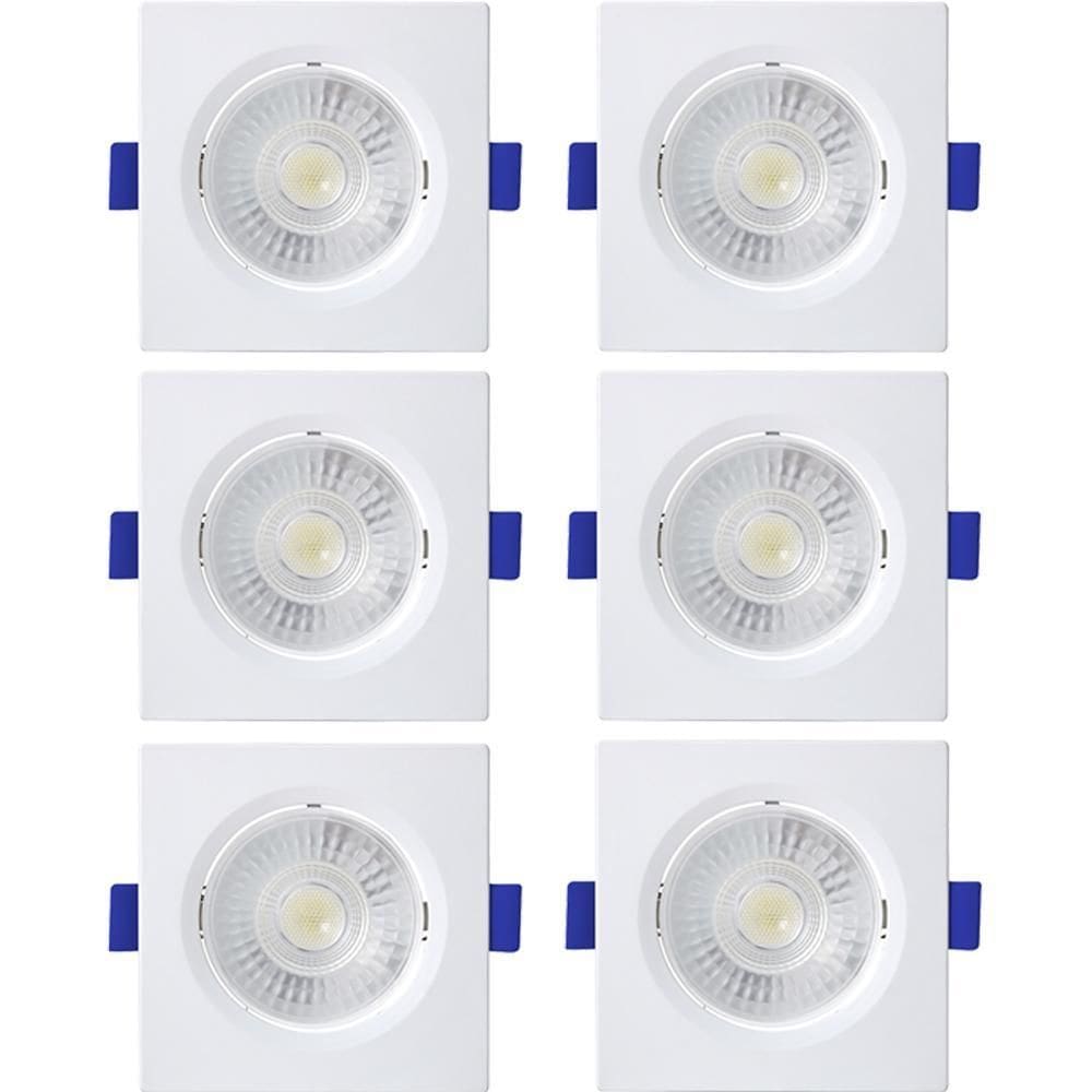 Kit 6 Spot Led Embutir Slim Par20 Quadrado 8W Bivolt 3000K