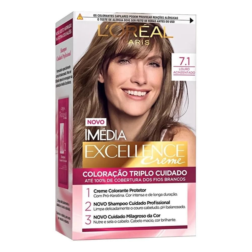2X Coloração Imédia Excellence Creme L`Oreal 7.1 Louro Acinz