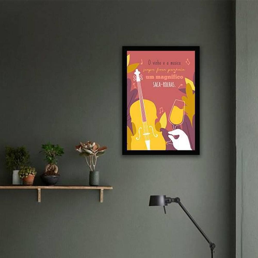 Quadro Decorativo O Vinho E A Música 45X34Cm
