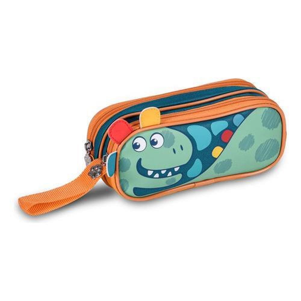 Estojo Dinossauro Verde T Rex Escolar Infantil Menino Pets