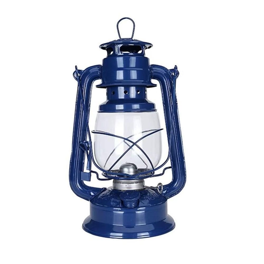 Lampião Querosene 24Cm Lamparina 200Ml Luminária Retrô-Azul