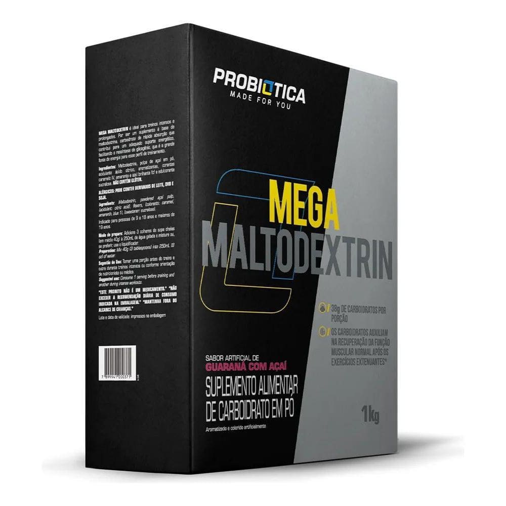 2X Mega Maltodextrin Probiótica 1Kg Sabor Guaraná Com Açaí