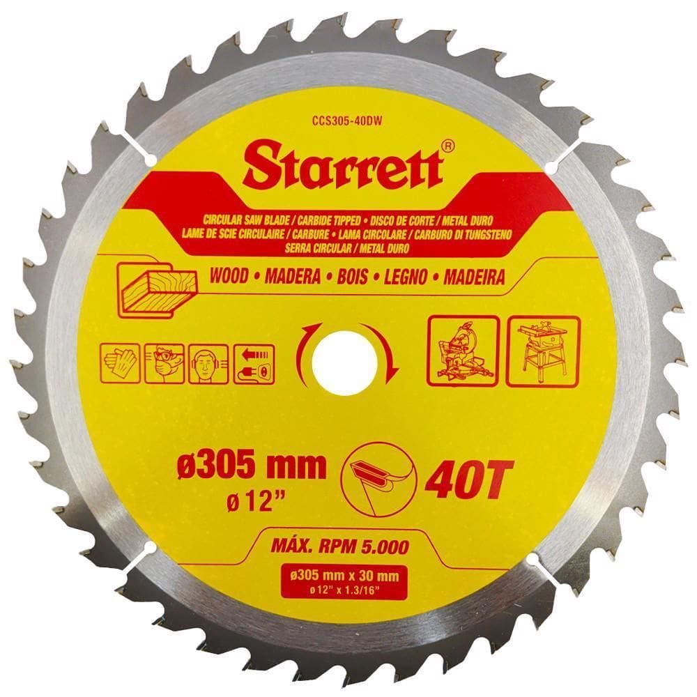 Disco De Serra Circular Md Para Madeira 305Mm 40D - Starrett