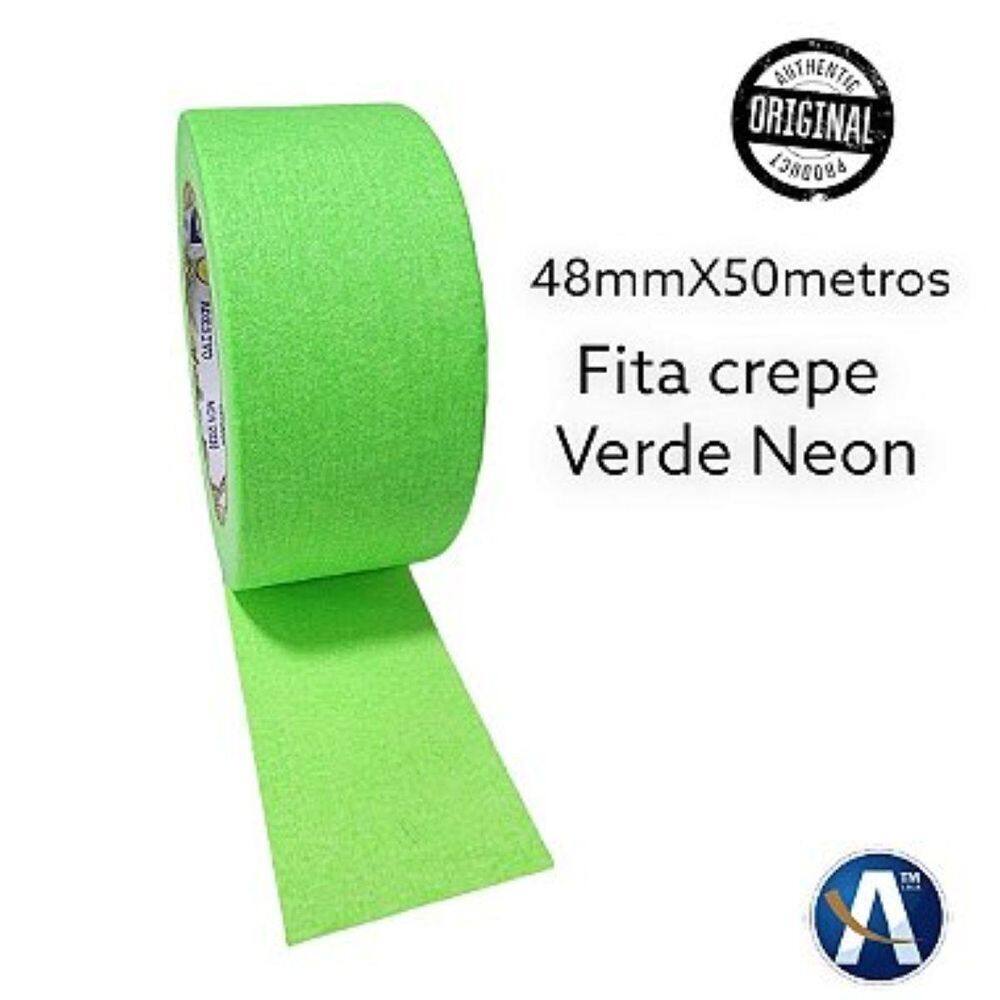 Fita Crepe 48Mmx50M Cor Verde Neon