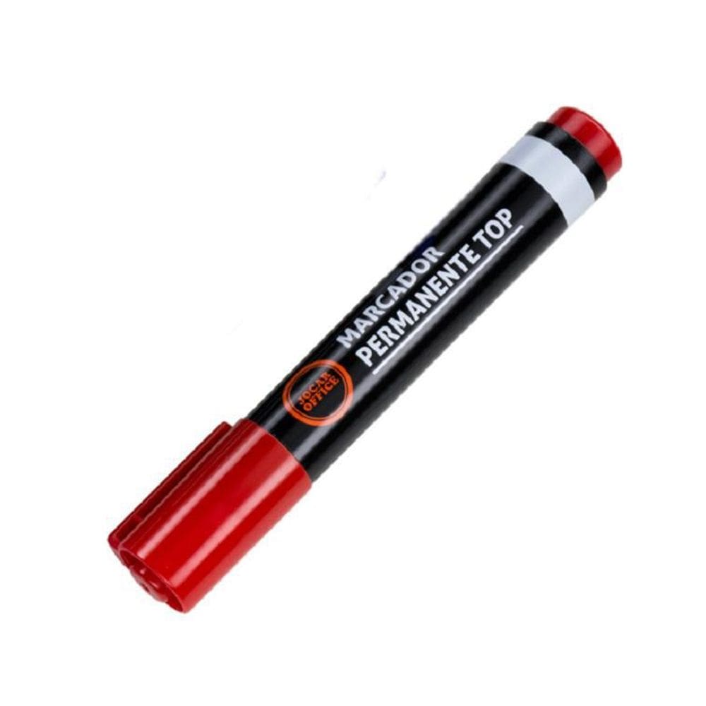 Kit 12 Marcador Permanente Ponta Chanfrada Vermelho - 108528