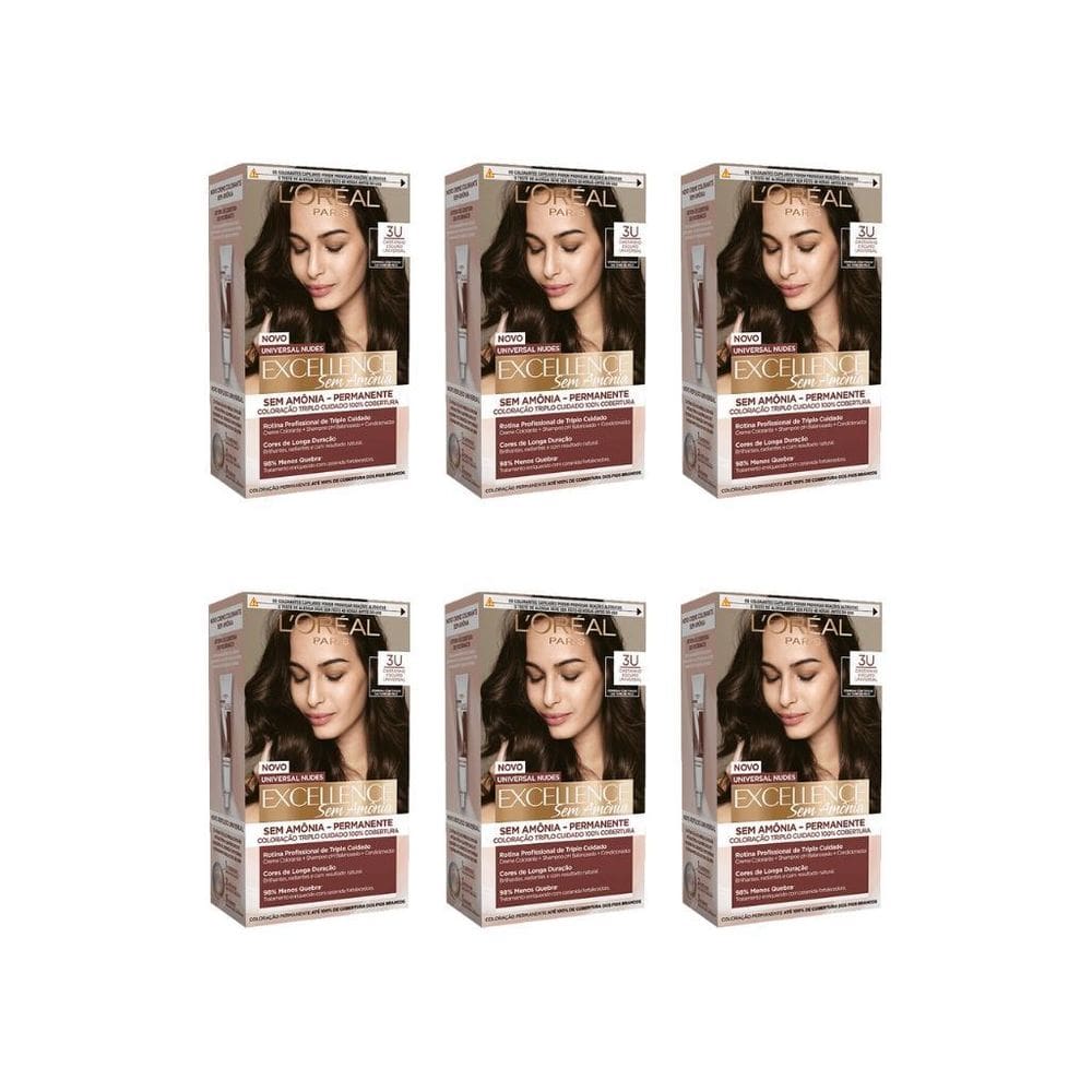 Coloraçao Imedia Sem Amonia 3U Castanho Escuro-Kit C/6Un