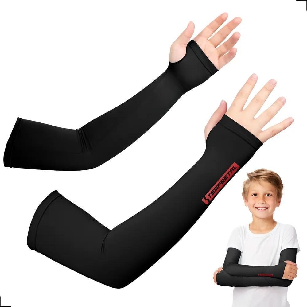 Manguito Infantil Proteção Uv50 Futebol Esportes Tempe Preto