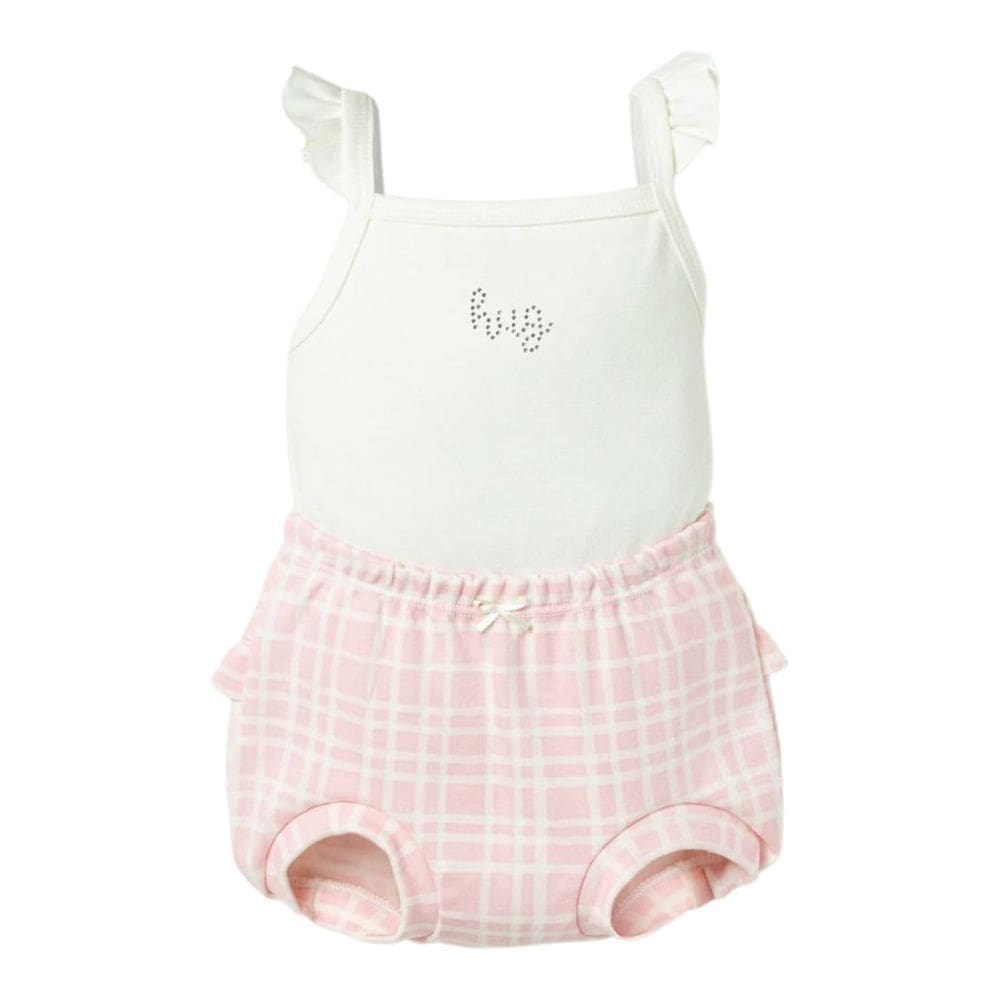 Conjunto Bebê Regata + Tapa fralda Menina Gatinhos Rosa -Hug