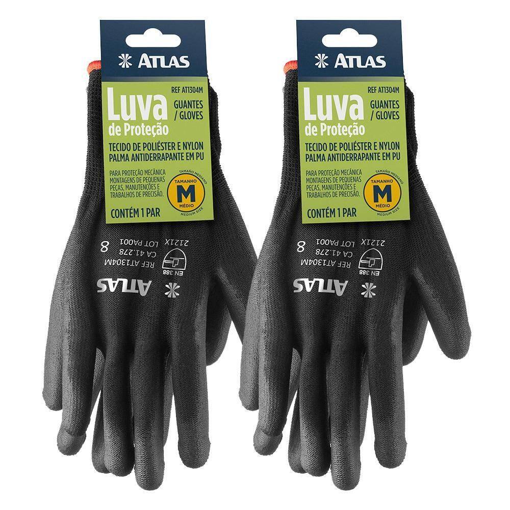 Kit 2 Luva Proteção Antiderrapante Em Pu Tamanho M At1304
