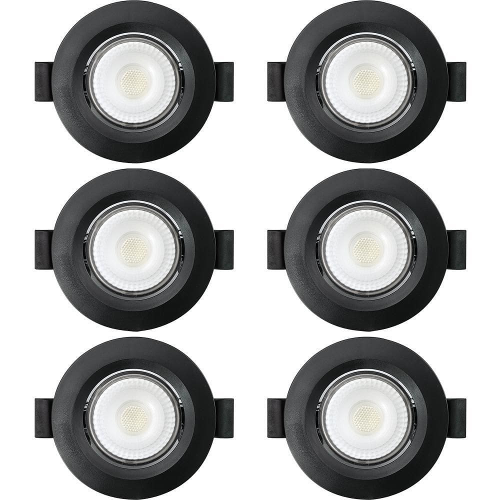 Kit 6 Spot De Led Embutir Slim Mr16 Redondo 6W Preto Bivolt