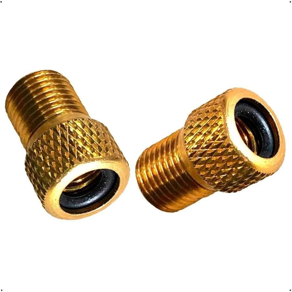 2X Par Bico Adaptador Válvula Presta Câmara De Ar Fino P/Gro