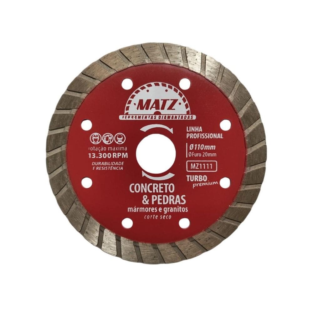 Disco Corte Diamantado Turbo Concreto Pedra 110X20Mm Matz