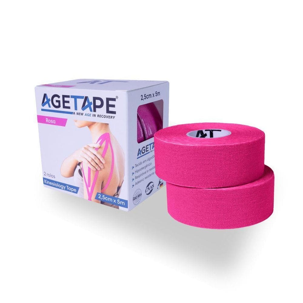 Agetape Kinesiology Tape - 2 Rolos - 2,5Cm X 5M - Rosa