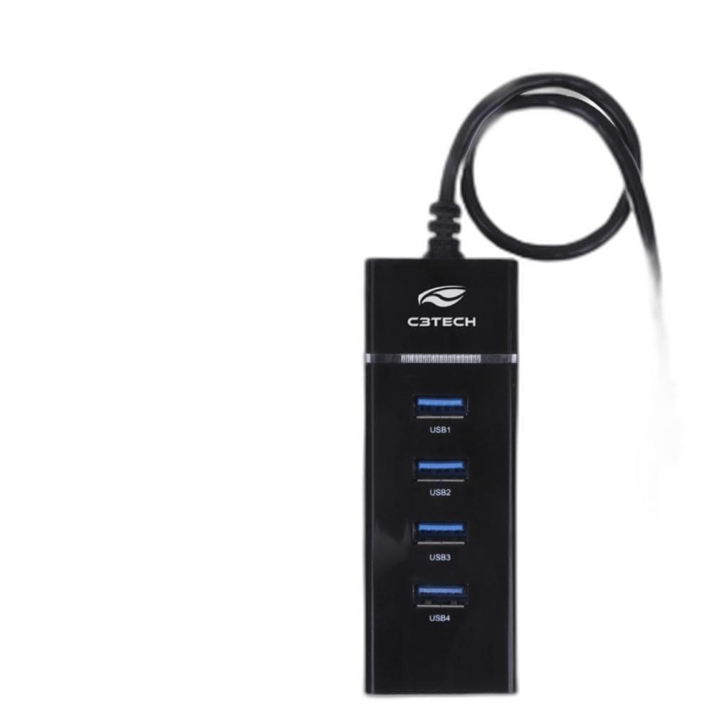 Hub Usb 2.0 5 Portas Com Leitor De Cartao C3Tech - Hu-L200Bk