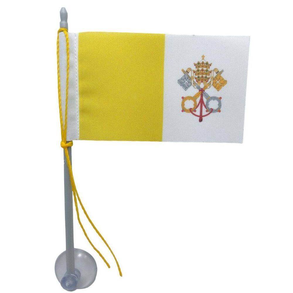 Mini Bandeira Vaticano Ventosa Poliéster 5,5Cm X 8,5Cm 15 Cm