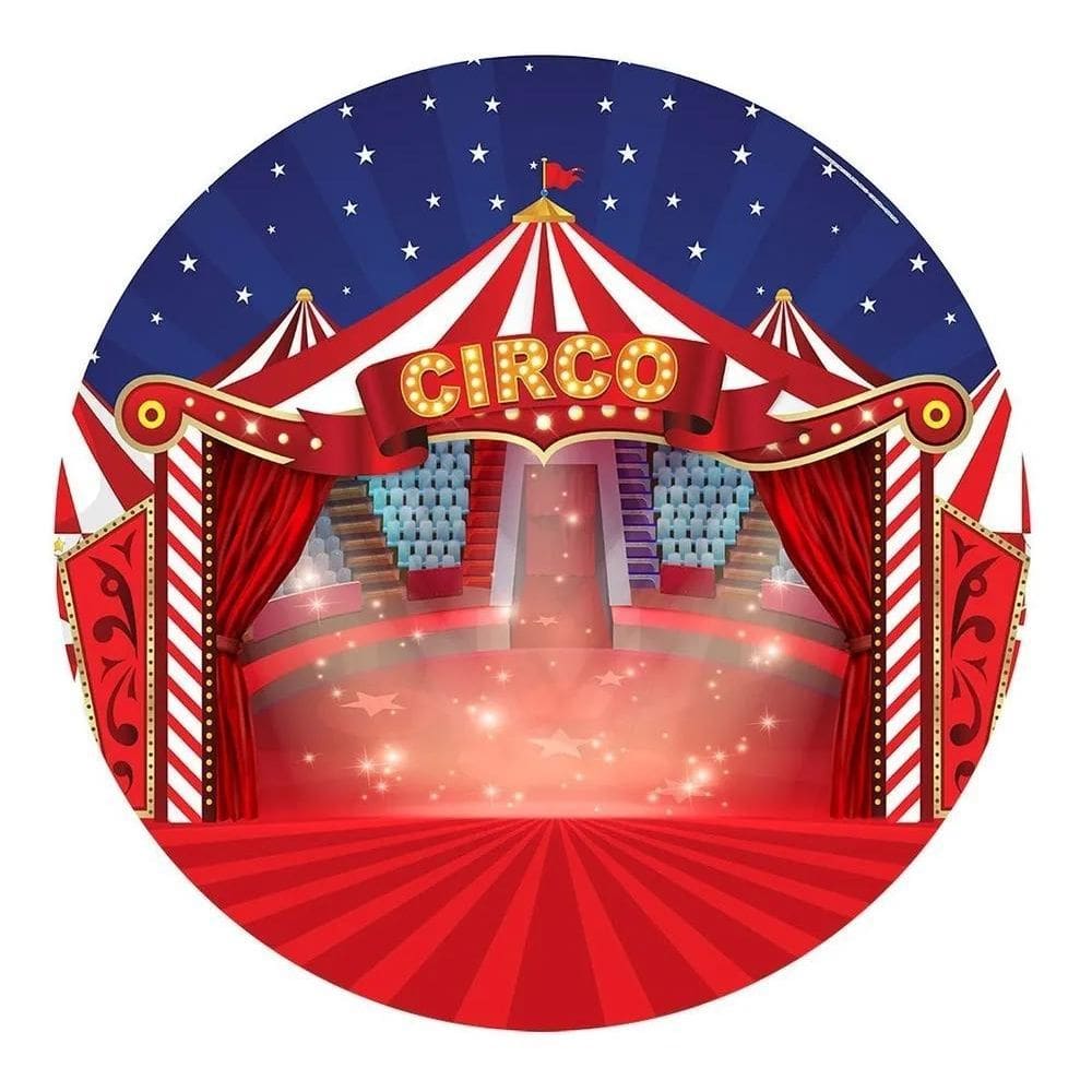 Painel Festa Redondo Sublimado 3D Tecido C/Elástico 1,5X Cir