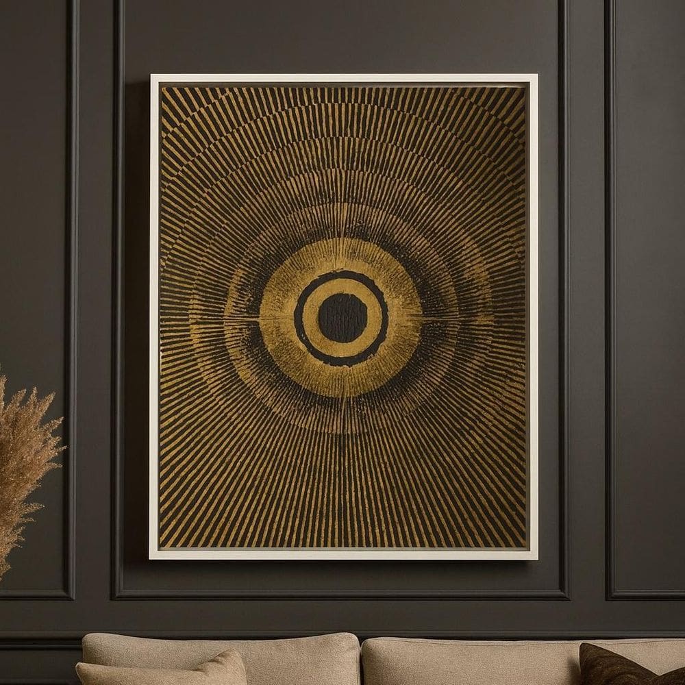Quadro Canvas Abstrato Mandala Marrom E Dourado-