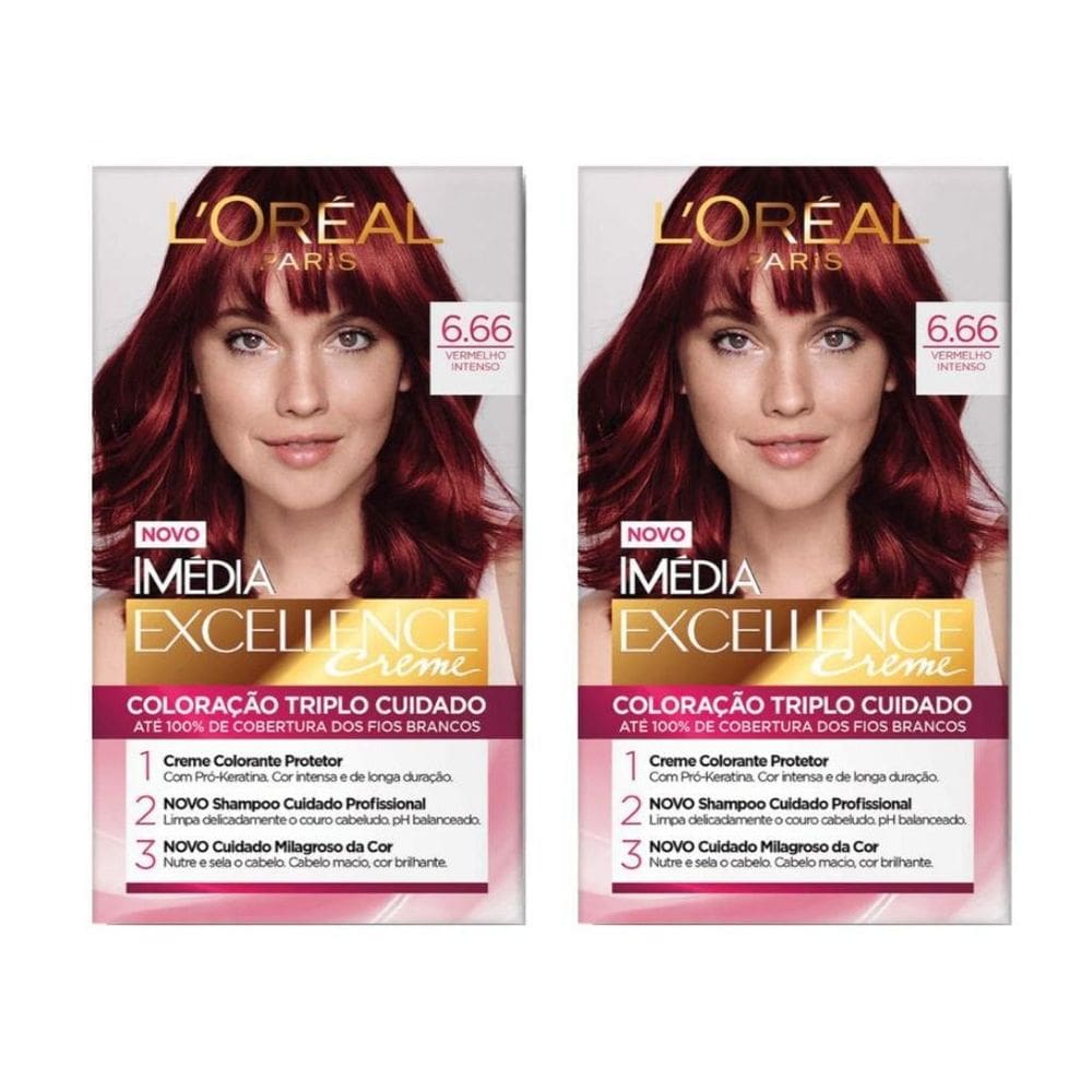 Coloraçao Imedia 6.66 Vermelho Intenso - Kit Com 2Un