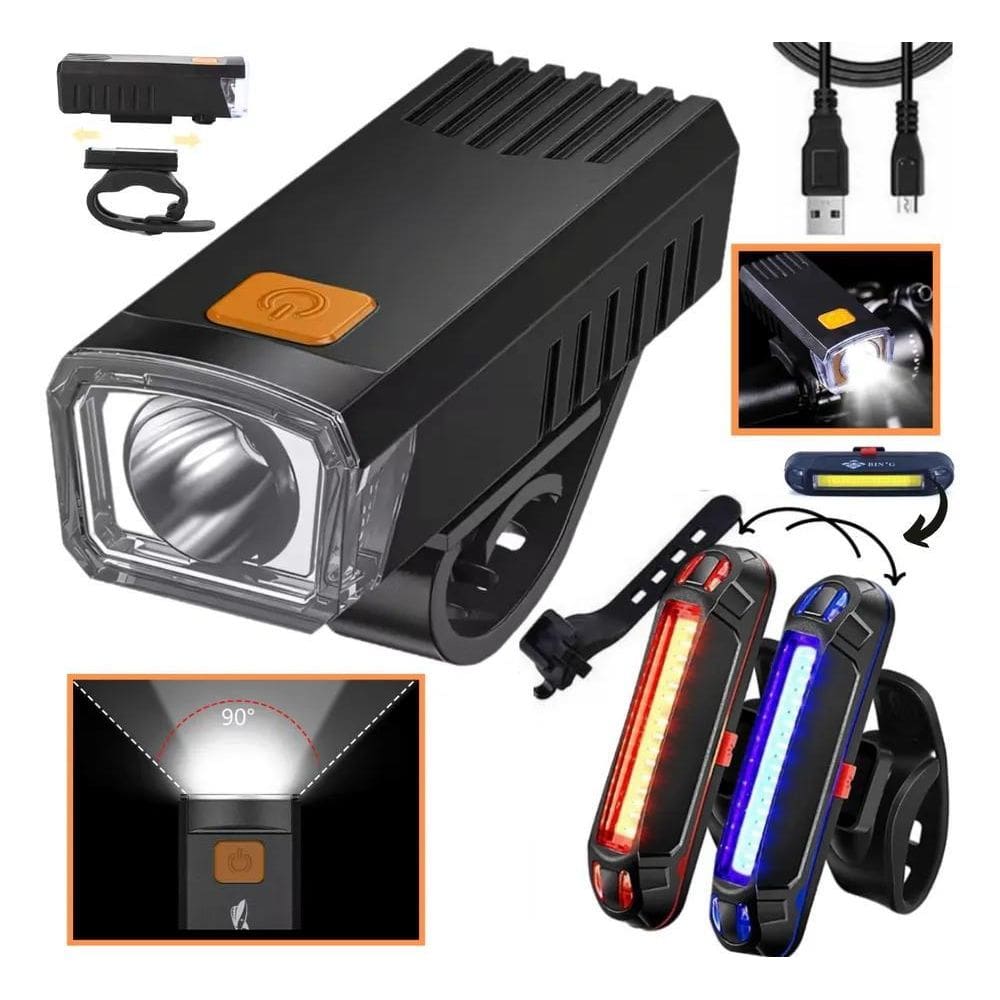 2X Kit Lanterna E Farol A Prova D`Água Bicicleta Luz Ultra L