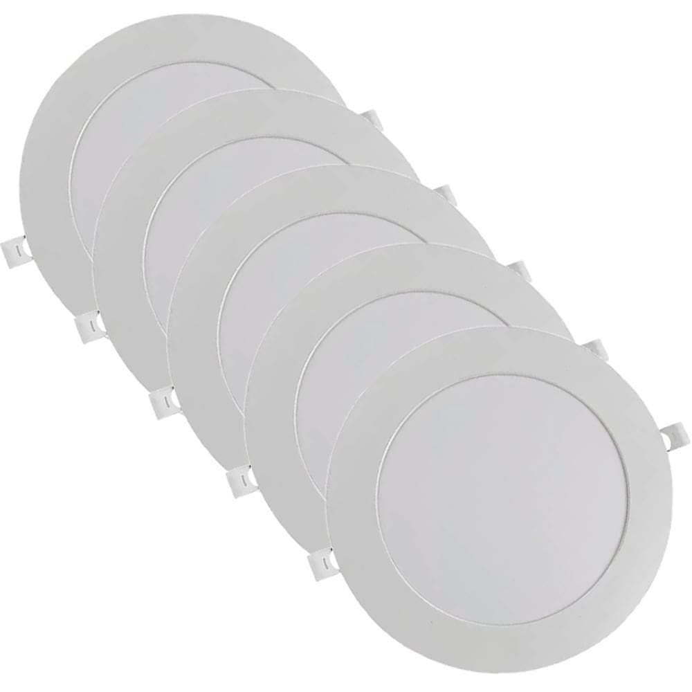 Kit 5 Luminária Plafon Led Redondo Embutir 18W 3000K - Noll
