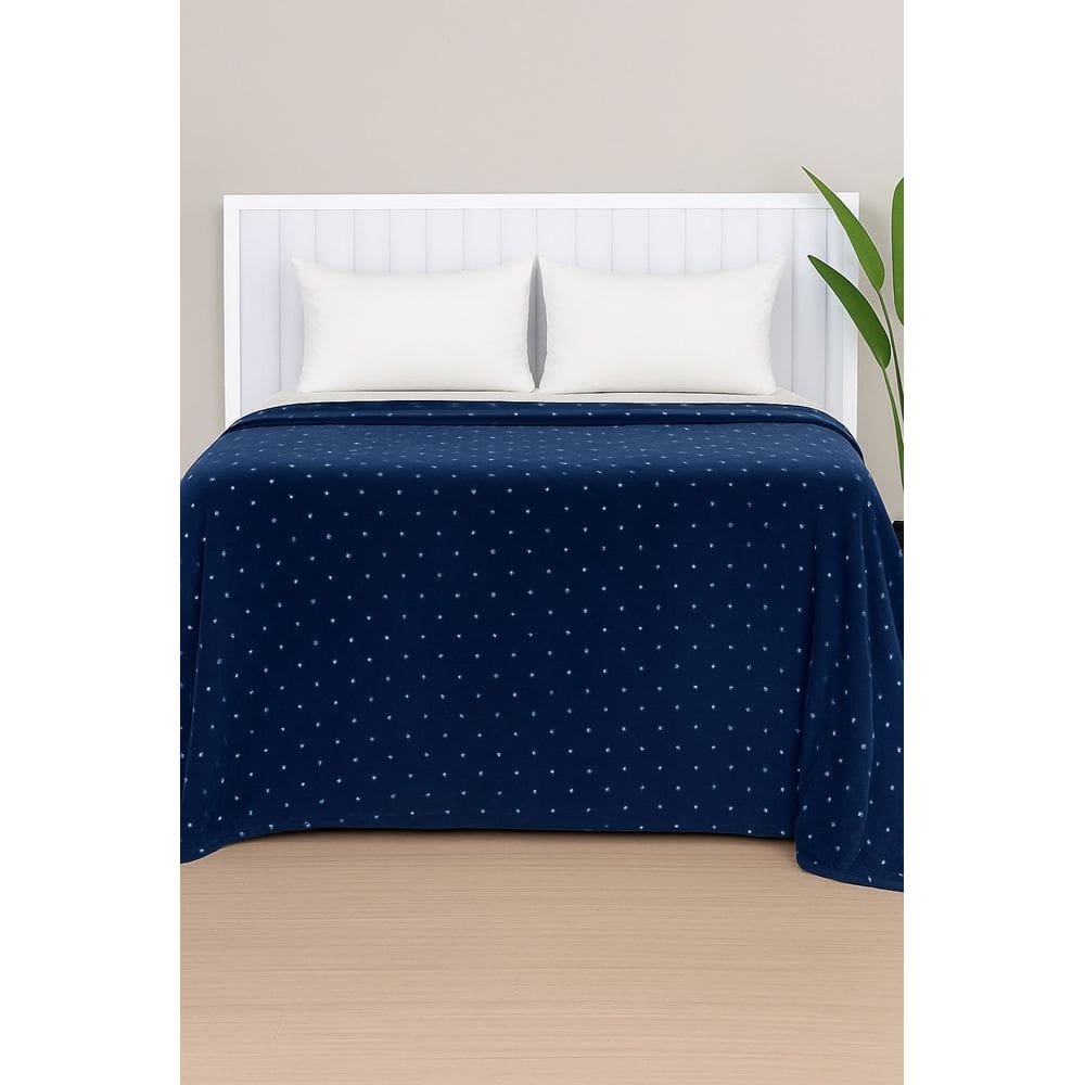 Manta De Microfibra Estampa Poá Habitat Queen - Poá Azul