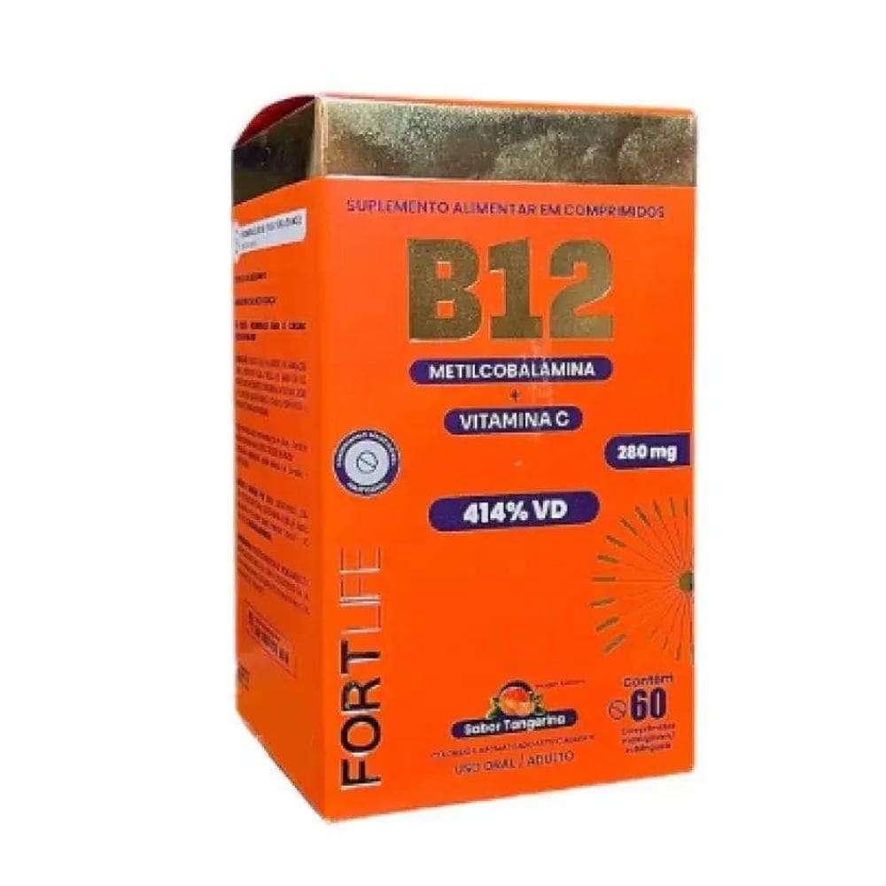 Vitamina B12 + Vitamina C 60 Comp Sabor Tangerina - Fortlife