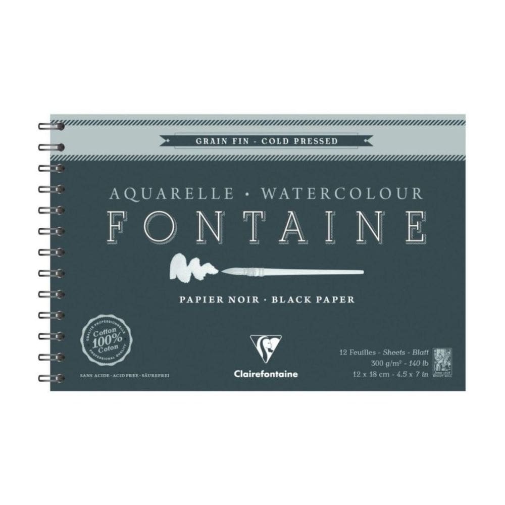 Bloco Aquarela Fontaine Black 12X18Cm 300G 12 Fls