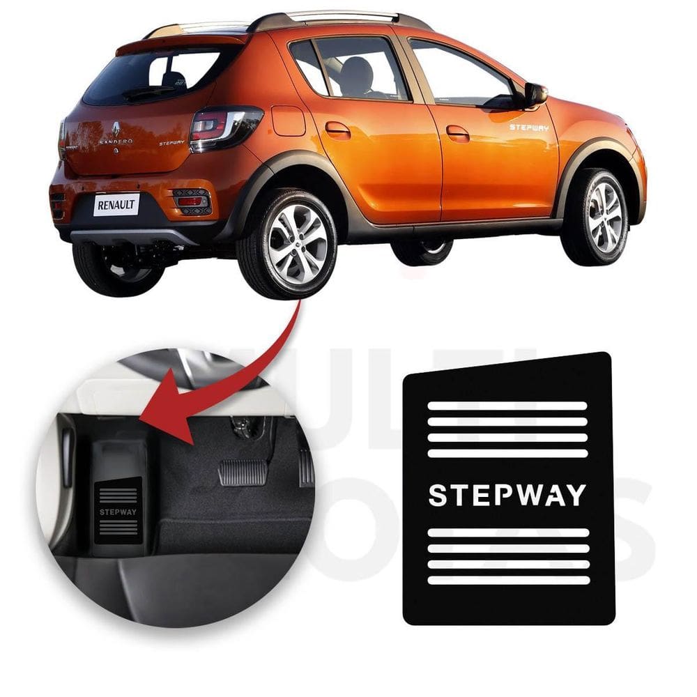 Descanso Pé Renault Stepway 2014 A 2021 Aço Escovado Preto
