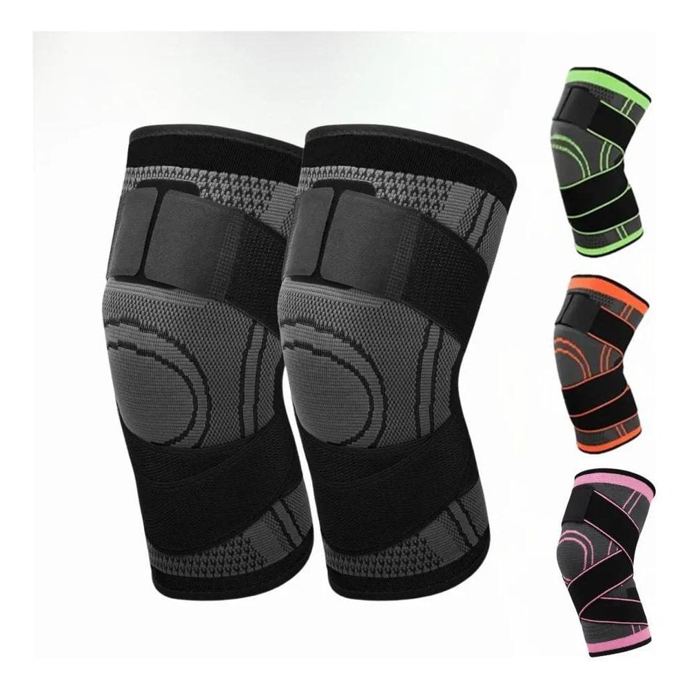 2X Kit Joelheira Protetora Esportiva Faixa Compressão Ajustá