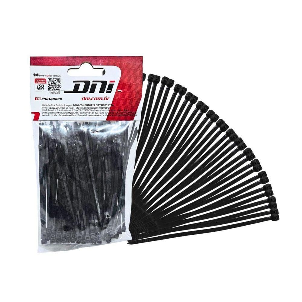 Kit 100 Abraçadeira Nylon Preto Enforca Gato 100Mm X 2,5Mm