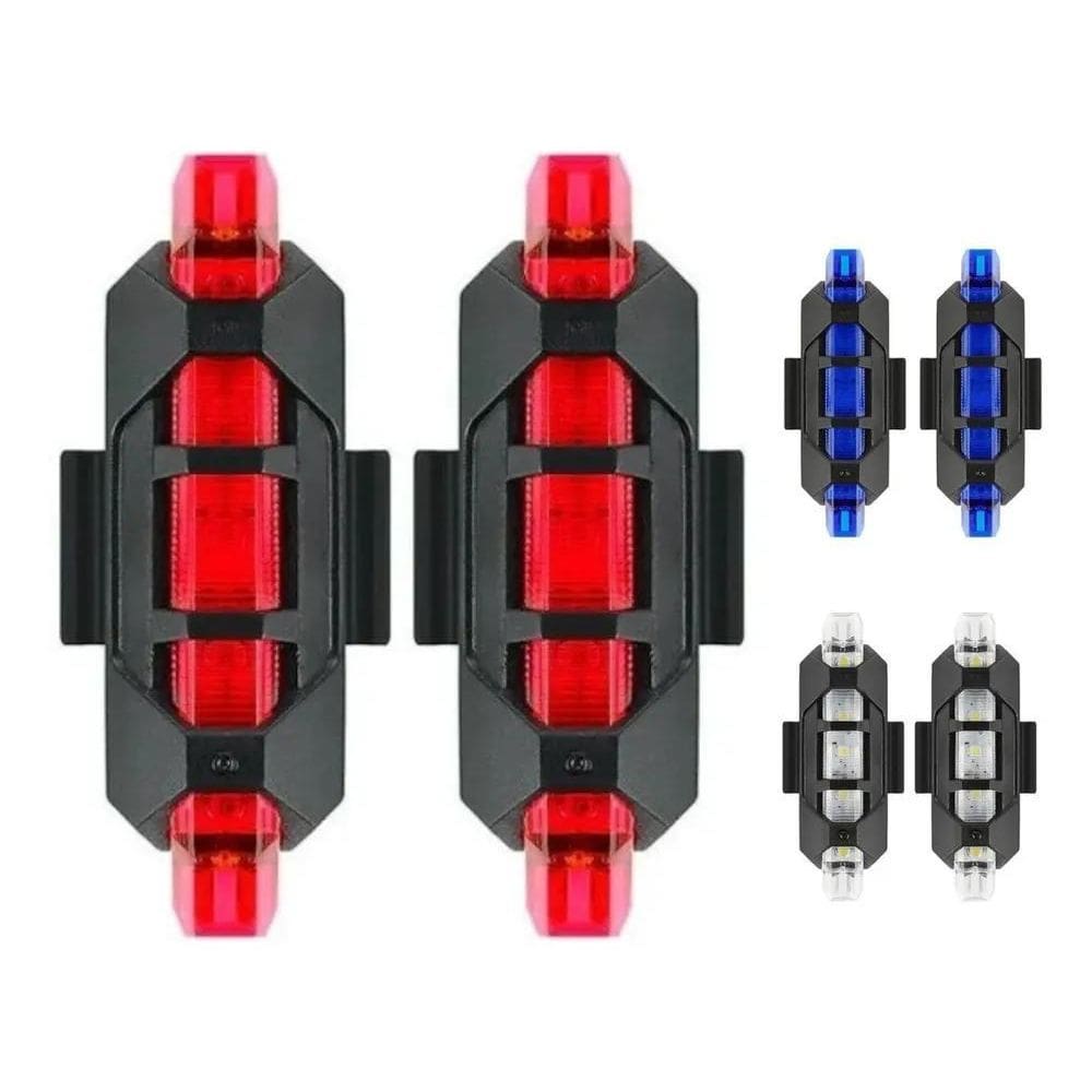 2X Kit 2 Sinalizadores Lanterna Led Traseiro Bike Recarregáv