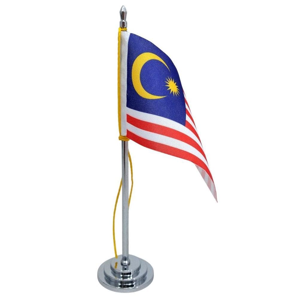 Mini Bandeira Mesa Malásia Com 8Cm X 5,5Cm 15Cm Mastro
