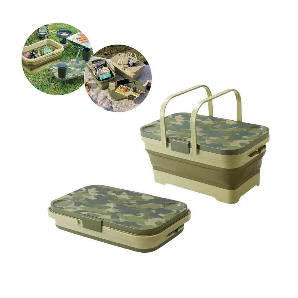 Cesta Portátil Dobrável Com Alças Para Viagens E Piqueniques