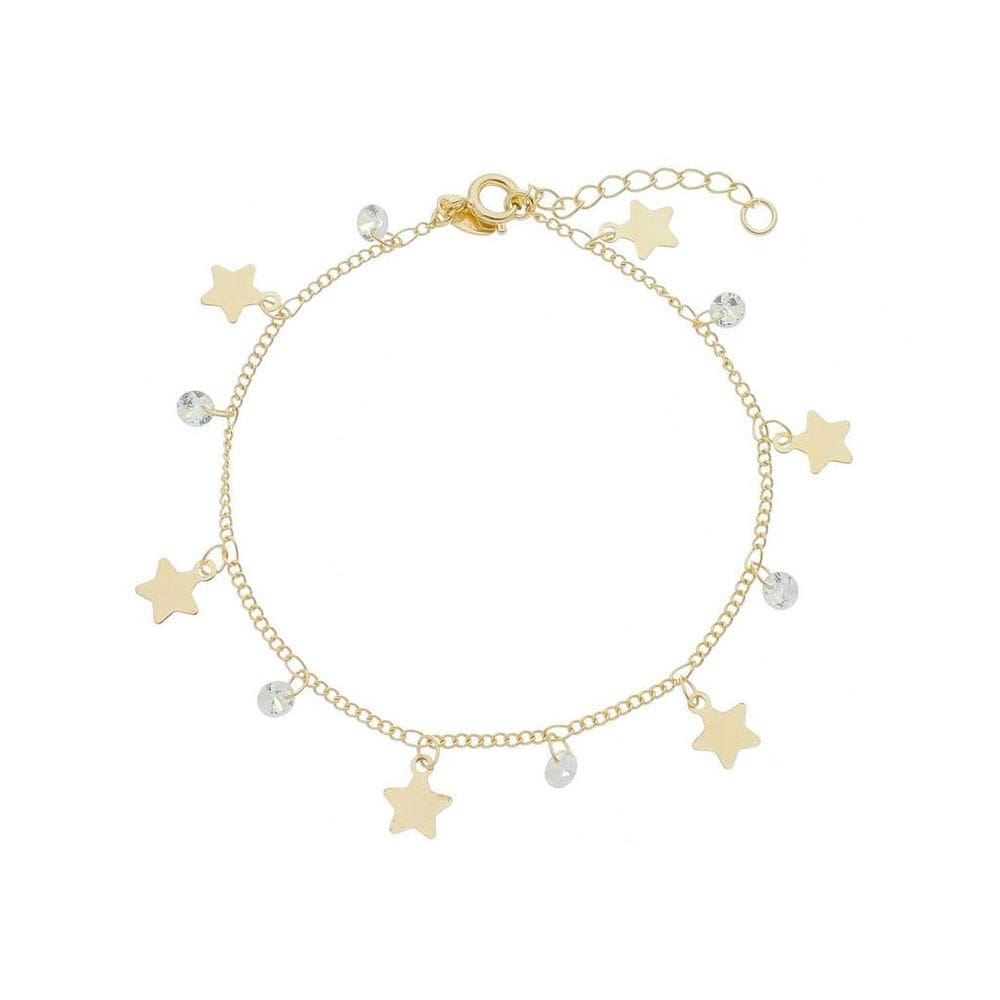 Pulseira Estrela Com Pontos De Luz Banhada A Ouro 18K